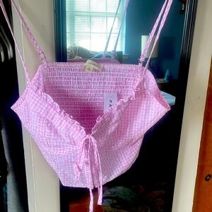 Pink white cami top